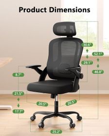 Home Office Chair, High Back Ergonomic Desk Chair With 3D Armrests, Lumbar Support, Mesh Computer Chair With Adjustable Headrest, For Home, Office, Wo