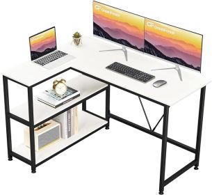 GreenForest Small L Shaped Desk 47 Inch L Desk With Storage Shelf Writing Corner Computer Desk Saving Space For Home Office PC Workstation Laptop Tabl