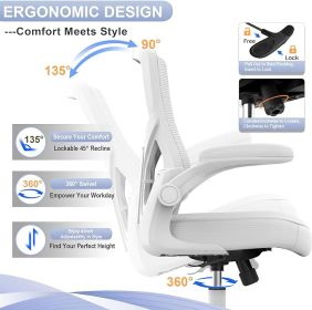 Office Chair, High Back Desk Chair Adjustable Height And Ergonomic Design Home Office Computer Chair Executive Lumbar Support Padded Flip-up Armrest S