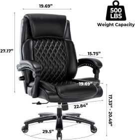 Executive Office Chair - 500lbs Heavy Duty Office Chair, Wide Seat Bonded Leather Office Chair With 30-Degree Back Tilt & Lumbar Support