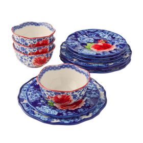 Heritage Floral 12-Piece Stoneware Dinnerware Set