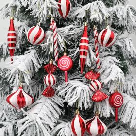 14pcs/box Christmas Ball Ornaments Red Candy Cane Xmas Tree Hanging Pendants Navidad New Year Home Decorations 2024