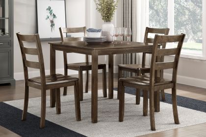 Transitional Charcoal Brown Finish 5PC Dining Set Table and 4 Side Chairs Kitchen Dining Breakfast Furniture Wooden