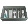 Flatware Storage Case with PVC Lid 5 Compartment Foldable Utensil Storage Box Silverware Storage Box Chest Cutlery Storage Holder with Handle for Home