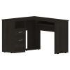 DEPOT E-SHOP Idra L-Shaped Desk, Keyboard Tray, Two Drawers, One Open Shelf, Black