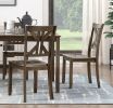 Charcoal Brown Finish 5PC Dining Set Table and 4 Side Chairs X-Back Design Kitchen Dining Furniture Wooden Transitional Breakfast