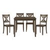 Charcoal Brown Finish 5PC Dining Set Table and 4 Side Chairs X-Back Design Kitchen Dining Furniture Wooden Transitional Breakfast