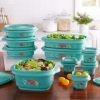 20 Piece Plastic Food Storage Container Variety Set, Breezy Blossom