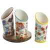 Floral Medley 3-Compartment Ceramic Utensil Holder