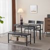 Dining Table Set for 4, Kitchen Table with 2 Chairs and a Bench, 4 Piece Kitchen Table Set for Small Space, Home Kitchen Bar Pub Apartment, Black