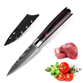 10PCS Japanese Damascus Steel Chef Knife - Professional Hardened Kitchen Knives Cut Stainless Steel Santoku Kitchen (Option: black-4)