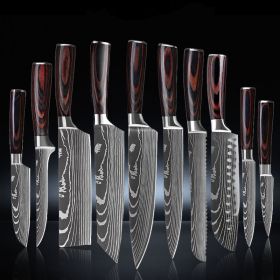 6 Piece Set 8 Piece Set 10 Piece Set Knife Chef's Knife Chef's Knife Kitchen Knife Cooking (Option: black-4)