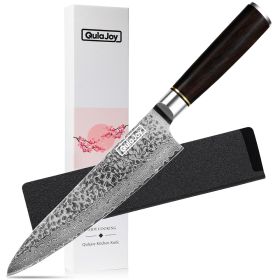 Qulajoy 7 Inch Santoku Knife- Ultra Sharp Japanese 67 Layers Damascus VG-10 Steel Core - Professional Hammered Chef Knife - Ergonomic G10 Handle With (Option: black-4)