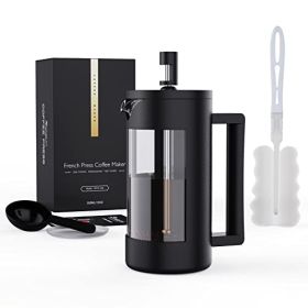 French Press Coffee Maker, Camping Plastic Glass French Coffee Press, Medium Size Tea And Frothed Milk Press,100 Percent BPA Free Prensa Francesa, Rus (Option: black-4)