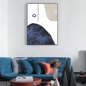 Blue Gray Geometric Abstract Hand Painted Wall Decor Art Poster Ocean Seaside Thick Gray Black Oil Painting Simple Design Wall Art, Unframed. (Option: black-4)