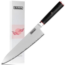 Qulajoy VG10 Chef Knife, Japanese 10Cr15MoV Steel Chefs Knives, Slicing Knife For Meat Vegetable (Option: black-4)