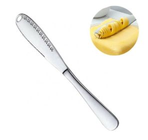 3 In 1 Stainless Steel Butter Spreader Knife Butter Curler Spreader Butter Knife (Option: black-4)