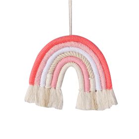 1pc Vibrant Rainbow Macrame Wall Hanging - Stunning Home Decor for Living Room, Bedroom, and More (Color: Pink)