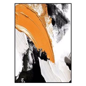 Newest Modern Abstract Orange Black Canvas Painting Modern 100% Hand-painted Wall Art Pictures For Living Room Home Decor (size: 70x140cm)