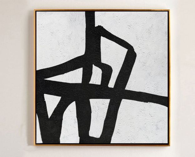 Hand-painted Black and White Abstract Painting Minimalist Art Modern Wall Art Decor Textured Painting on Canvas Hand-painted Black and White Abstract Painting Minimalist Art Modern Wall Art Decor Textured Painting on Canvas