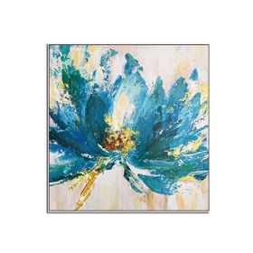 100%Hand Painted Abstract Art Blue Flower Oil Painting On Canvas Art Wall Painting For Living Room wall pictures Home Decoration (size: 90x90cm)