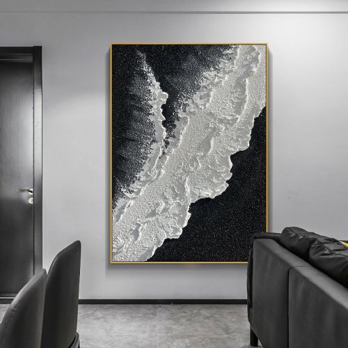 Modern Abstract handpainted large size wholesale prodcut ocean seaside thick grey and black Oil painting Simple Design Wall Art Modern Abstract handpainted large size wholesale prodcut ocean seaside thick grey and black Oil painting Simple Design Wall Art