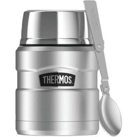 Stainless King 16 Ounce Food Jar with Folding Spoon, Matte Stainless (Color: Silver)