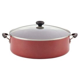 Easy Clean 14" Nonstick Family Pan, Jumbo Cooker With Lid (Color: Red)