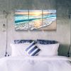 3 panels Framed Canvas Wall Art Decor,3 Pieces Sea Wave Painting Decoration Painting for Chrismas Gift, Office,Dining room,Living room, Bathroom, Bedr