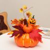 Halloween Decorations Pumpkins, Decorative Pumpkin with Maple and Flowers for Harvest Fall Decor Table Centerpiece Home Kitchen Party