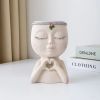 1pc Figure Flower Pot; Women Face Statue Vase Planter Ornaments; For Indoor Outdoor Home Decor Garden Patio (4.7*7.3*3.4in)