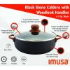 6.9QT Black Stone Aluminum Nonstick Caldero (Dutch Oven) with Wood Look Handles & Knob